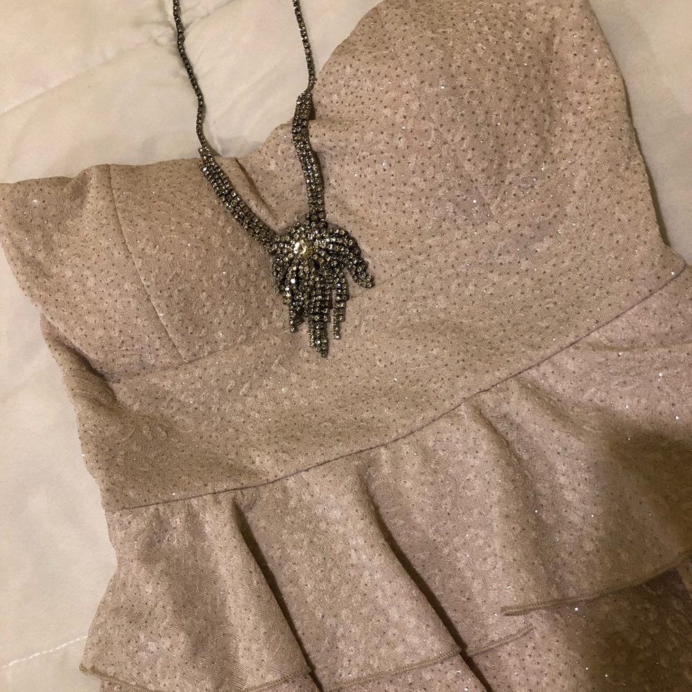 Sparkly Cream Strapless Dress